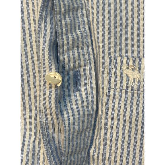 Abercrombie & Fitch Muscle Fit Collared Button Down Striped Shirt Blue/White XL - Picture 3 of 9